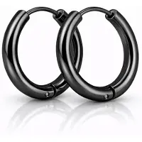 LGT JWLS Smalle edelstaal oorringen Zwart-12mm