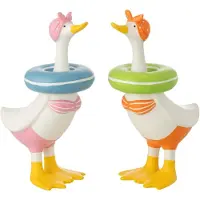 J-Line decoratie Eend - polyresin - mix - large - 2 stuks