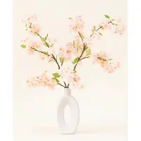 Easyplants | Zijden kunstbloemen boeket Kersenbloesem lichtroze | Zijde | Nepbloemen | Groen, Licht Roze | Onderhoudsvrij | Kant-en-klaar