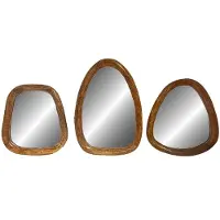 Home Society - Spiegel - Set van 3 - Organische vormen - Hout & Glas - ca. 30 x 21 cm