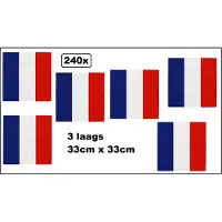 Partyxplosion 240x Servetten Frankrijk 33cm x 33cm - 3 laags - Servet diner eten knoeien restaurant France WK 2026 BBQ thema feest verjaardag feest