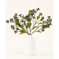 Easyplants | Zijden kunstbloemen boeket Japanse Berry Staalblauw | Zijde | Nepbloemen | Donkerblauw, Groen | Onderhoudsvrij | Kant-en-klaar
