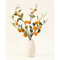Easyplants | Zijden kunstbloemen boeket Mandarijn | Zijde | Nepbloemen | Oranje, Green | Onderhoudsvrij | Kant-en-klaar