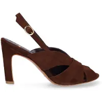 Manfield - Dames - Bruine suède slingbacks - Maat 36