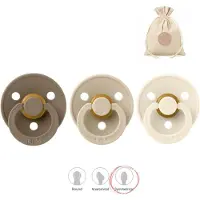 BIBS fopspenen symmetrisch - maat 2 (6-18 maanden) - dark oak, ivory en vanilla + Bolletoet zakje
