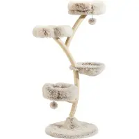 Fudajo design kraboom, 59 x 59 x 155 cm, kraboom voor katten met pluche en sisal, klimboom voor katten, kattenboom met speeltjes