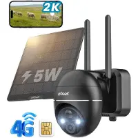 IeGeek Security Buitencamera ZY-G1 4G LTE - Beveiligingscamera voor Buiten - Outdoor Cam - 2K UHD - Pan & Tilt - Zonnepaneel - Nachtzicht - Inclusief SIM-kaart