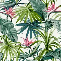 Wow Vliesbehang Bird Of Paradise Flower - Groen - Roze - Wit - 10,05m X 52cm