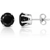 LGT JWLS LGT Jewels Stud oorbellen Edelstaal Zilverkleurig Ronde Zirkonia Zwart-6mm