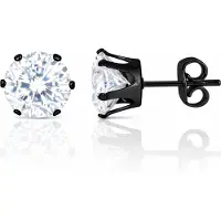 LGT JWLS LGT Jewels Stud oorbellen Edelstaal Zwart Ronde Zirkonia Transparant-4mm