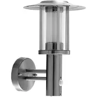 LINDBY LED buiten wandlamp Gregory, sensor, roestvrij staal, IP44 Gregory, alu / grijs / zink, Roestvrij staal, Modern