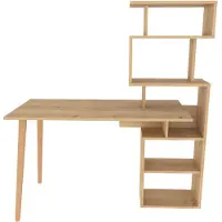 Skye Decor , hoogwaardig bureau, eikenhout, 133 x 55 x 146,4 cm | 100% melaminecoating op spaanplaat, 18 mm dik | Moderne Scandinavische stijl, ideaal voor thuiswerken en studeren.