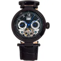 Heritor Automatic Ganzi semi-skelet lederen band horloge
