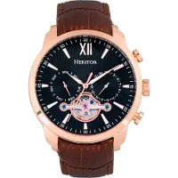 Heritor Automatic Heritor automatisch Arthur semi-skelet lederen band horloge met dag/datum