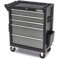 HBM deluxe gereedschapswagen, 5 laden, Klein, zwart, grijs