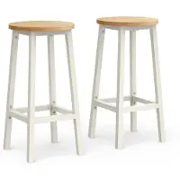 Vasagle Barkrukken, 2-delige set, barstoelen, keukenstoelen met metalen frame, eenvoudige montage, met voetensteun, voor keuken, woonkamer, eetkamer, eikenbeige-wit