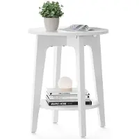 Vasagle Ronde bijzettafel met onderblad, Wit