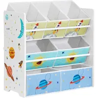 Songmics Kinderkamerplank met 7 dozen, ken wit