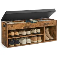 Vasagle Schoenenbank met zitting bekleed in vintage bruin, Vintage bruin / 30 x 100 x 44 cm