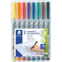 Staedtler Lumocolor 316 Overheadmarker 97% Gerecycled Fijn Ronde punt 0,6 mm Kleurenassortiment Navulbaar 8 Stuks