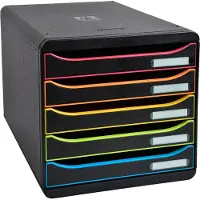 Exacompta Big Box Plus Black Office Zwart, 5 open laden A4/A4+/24x32, geruisloos, veiligheidsstop, stapelbaar