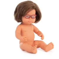 Miniland Glasses European Down Syndrome Baby Doll 38 Cm Veelkleurig Kinderen