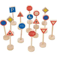 Goki Houten speelgoed - Verkeerstekens - 15 Delen - 3 Jaar