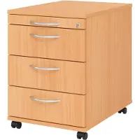 Hjh OFFICE PRO SIGNA AC30 BM - Rolcontainer Beuken Hout met 3 lades Metalen handgreep