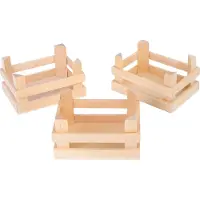 Small Foot - Houten Kratjes Klein 10x8x5,5cm, Set van 3