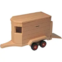 Fagus Houten paardentrailer - - 32cm - Bruin, beige, oranje en zwart - Voor kinderen van 3 jaar en ouder