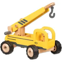 Gollnest & Kiesel Houten voertuig: MOBIELE KRAAN 28x16,7x15,6cm, met rubberen banden, 3+