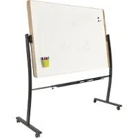 Rocada Mobiel whiteboard Natural, roterend, magnetisch, opslagbakje, staal op hout, B 1500 x H 1000 mm