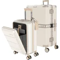 Onyx 2-delige Kofferset Beige - Handbagage met voorvak en Check-in koffer - 35L/100 L - TSA slot