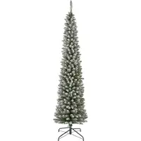 Everlands Kunstkerstboom Pencil Pine Snowy 300 cm Hoog Groen Wit Besneeuwd