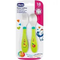 Chicco eerste bestekset van roestvrij staal groen 18M+