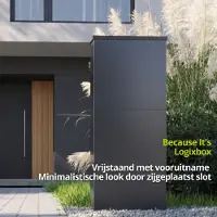 Logixbox - Pakketbrievenbus Vrijstaand - Trendybox - Hoge kwaliteit - 1.0 mm Staal - Vooruitname - Grijs -- GEEN Bouwpakket --