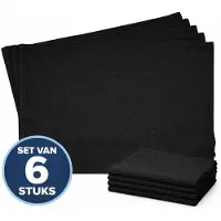 JJA Placemat Katoen - Zwart - 45x30cm - Set van 6 Stuks
