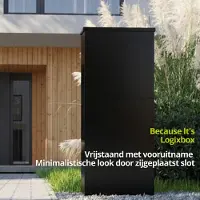 Logixbox - Pakketbrievenbus Vrijstaand - Trendybox - Hoge kwaliteit - 1.0 mm Staal - Vooruitname - Zwart -- GEEN Bouwpakket --