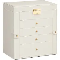 Songmics Sieradendoos – 5 lagen – Fluweelvoering – Crèmewit – 15 x 26,2 x 28 cm