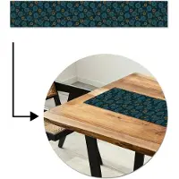 MuchoWow Tafelloper 180x30 cm - Tafelmat vinyl Blauw - Patroon - Retro - Tafeldecoratie - Tafelversiering - Keuken decoratie - Tafel versiering