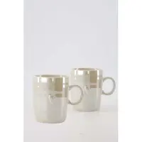 Zusss Cadeauset 2 Theemokken Hartje Parelmoer Zand - Verjaardag - Cadeau Keramiek Zand