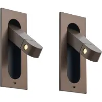 QAZQA Set van 2 moderne wandlampen donkerbrons incl. LED en USB-C poort - Hilton