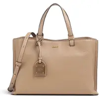 DKNY Leren handtas schoudertas Alya Satchel Cappuccino Lichtbruin