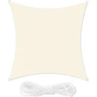 Songmics Luchtdoorlatende luifel van HDPE, Beige-wit