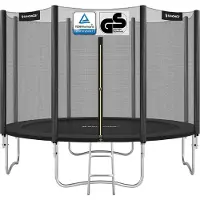 Songmics Trampoline met met veiligheidsnet beklede stangen, Zwart / 366 cm