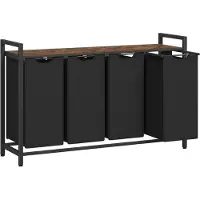 Hoppa! Wasmand - Rustiek Bruin, Zwart - MDF, Staal, Oxford-Stof - 116 x 33 x 72 cm (B x D x H)
