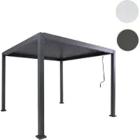 Mendler Pergola HWC-P65, terrasoverkapping, tuinpaviljoen, lamellenpaviljoen, aluminium frame van 10 cm, 3x3 meter, antracietkleurig