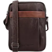 Hide & Stitches Donau Schoudertas Heren - Crossbodytas met telefoonvak - Tas van 100% Leder met ritssluiting - Donkerbruin