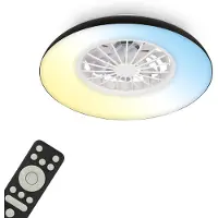 Briloner Windora - Plafondventilator met verlichting - LED plafondlamp met ventilator - dimbaar - 5 snelheden - ventilatorlamp zomer- en wintermodus - CCT - Ø48.5 cm - zwart