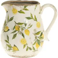 Chic Antique Limone Kan met Citroenmotief – Keramische Vaas / Decoratie – Landelijke Stijl – 20 cm
